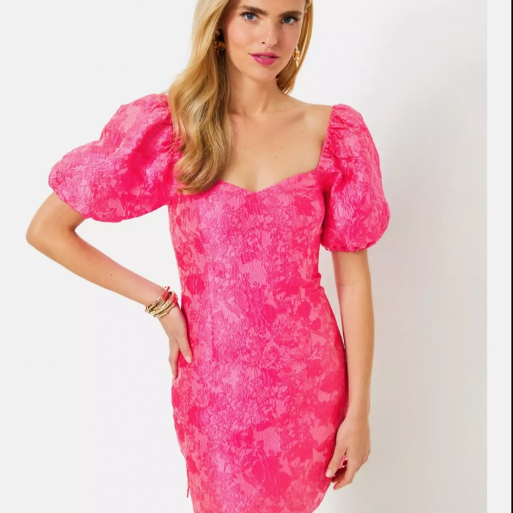 Pink Pattern Embroidered mini dress